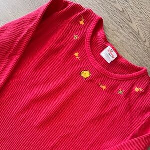 Vintage Winnie The Pooh Juniors Long Sleeve Red Embroidery 100% Cotton Shirt XL